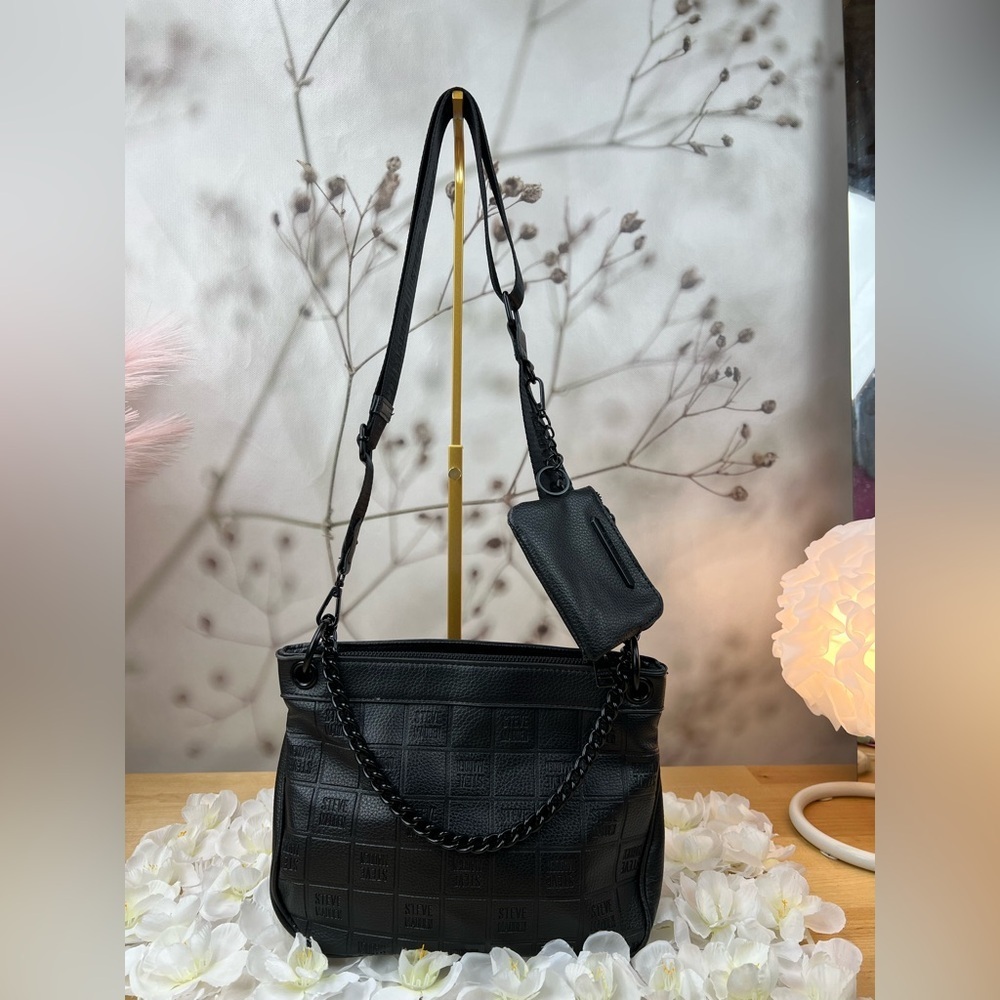 Steve Madden Black Quilted style Crossbody Bag with Chain Strap